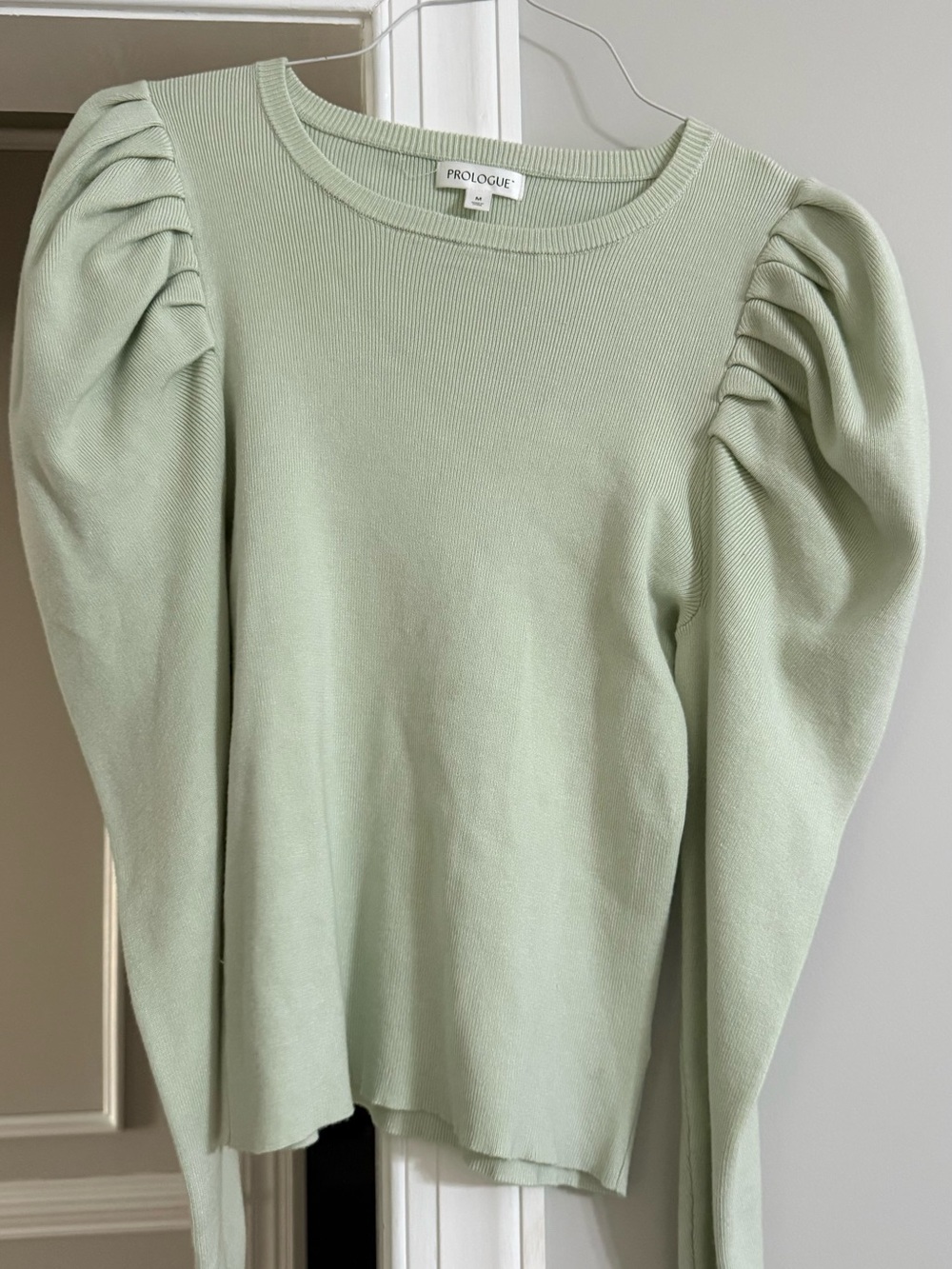 Prologue Light Sage Puff-Sleeve Knit Top